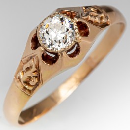 1900's Antique Diamond Solitaire Engagement Ring .42ct K/VVS2 GIA