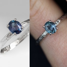 Dainty alexandrite engagement ring vintage split shank color changing –  PENFINE