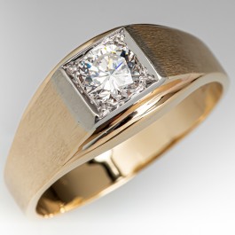 Men's Solitaire Diamond Ring .58ct G/VS1 14K Gold