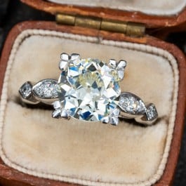 Antique Engagement Ring Platinum with 3 Carat Old Cut Diamond