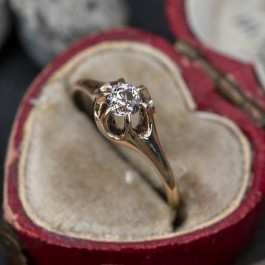 Antique Diamond Solitaire Engagement Ring 10K Gold .25ct Light
