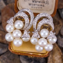 Diamond Ribbon South Sea Pearl Earrings