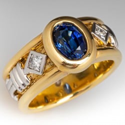 5.3 Carat Light Blue Sapphire & Diamond Vintage Halo Ring