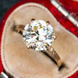 Vintage 3 Carat Old European Cut Diamond Solitaire Ring Yellow Gold 3 ...