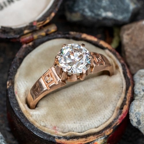 Vintage Round & Baguette Diamond Engagement and Wedding Ring Set. 1940s  Locking Bands. - Etsy
