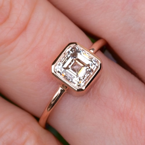 Bezel Set Square Emerald Cut Diamond Engagement Ring 1.50ct G/SI2 GIA