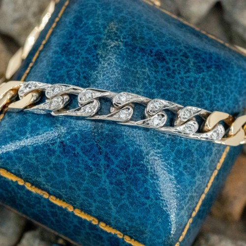 Men's Diamond Bracelet 14K Two Tone Gold