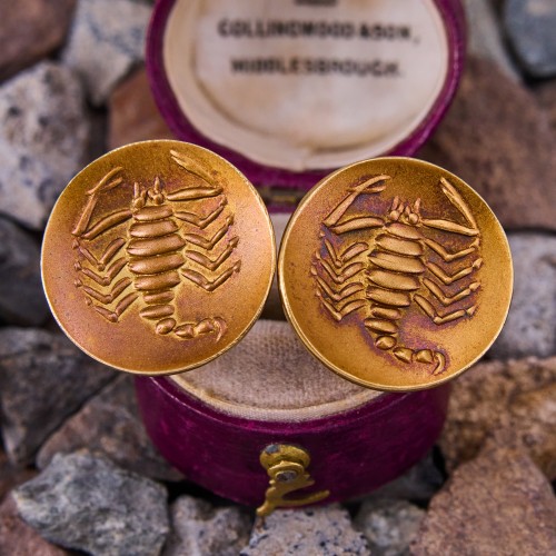Vintage Scorpio Scorpion Cufflinks 18K Yellow Gold