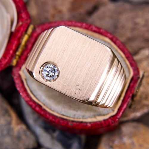 Antique 1.22 Ct Diamond Gold Mens Ring - Ruby Lane