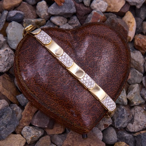 Fancy Link 2 Carat Diamond Bracelet 14K Yellow Gold