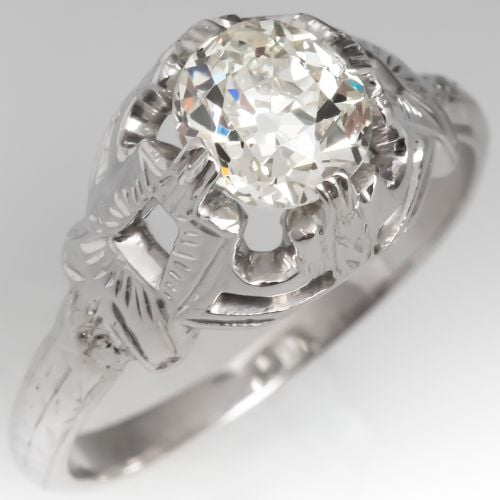 Belais Bros 1920's Antique Diamond Solitaire Engagement Ring .92ct L/VS2