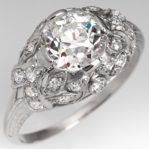 Old Euro Diamond Antique Engagement Ring 1.56Ct J/VS2 GIA