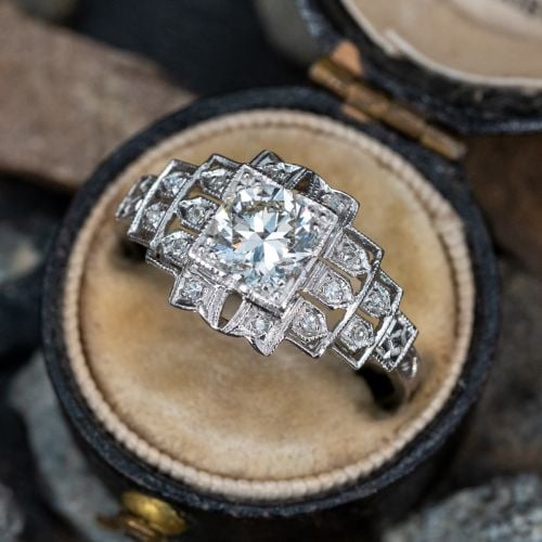 Vintage 1940's Diamond Engagement Ring .92ct J/VS2 GIA