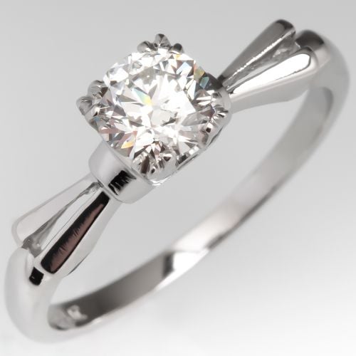 Transitional Cut Diamond Solitaire Engagement Ring .62ct F/SI1 GIA