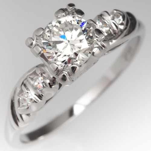 1950's Vintage Diamond Engagement Ring Fishtail Head .65ct G/I1