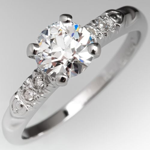 Vintage Old Euro Diamond Engagement Ring Platinum .67ct F/SI1 GIA