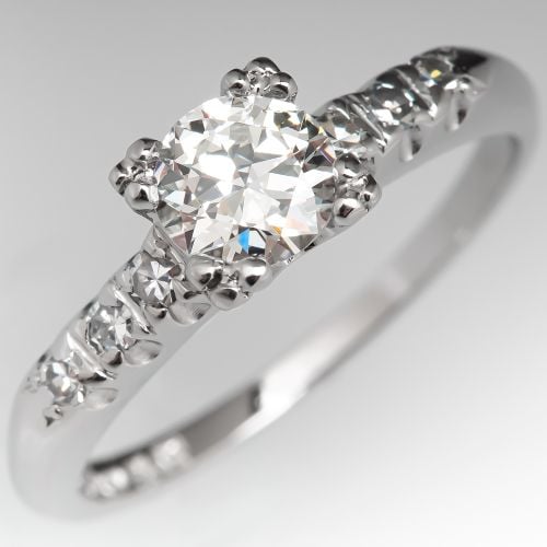 1950's Vintage Transitional Diamond Engagement Ring .43ct G/VS1 GIA