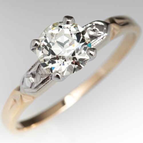 Vintage Engagement Ring Old European Cut Diamond 1.03ct N/SI1