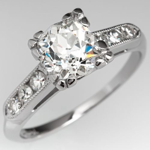 Pretty 1930's Antique Old Euro Diamond Engagement Ring 1.14ct J/VS2 GIA