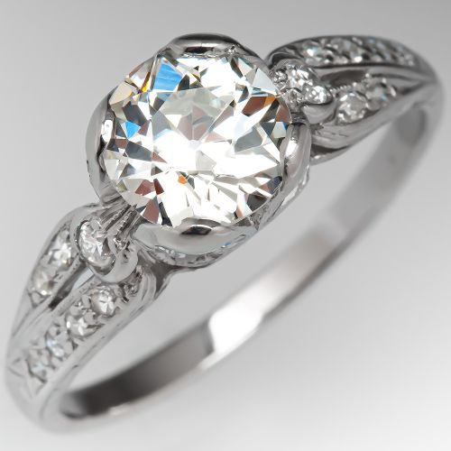 Antique Engagement Ring Old European Cut Diamond 1.20ct I/VS1 GIA