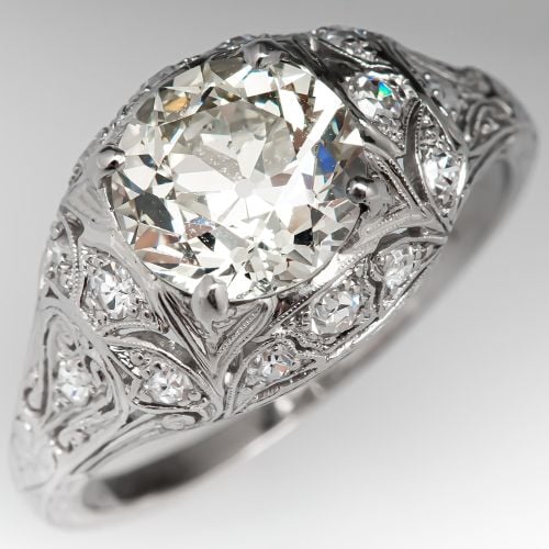 Antique Engagement Ring Old European Cut Diamond 2.23ct Q-R/SI1 GIA