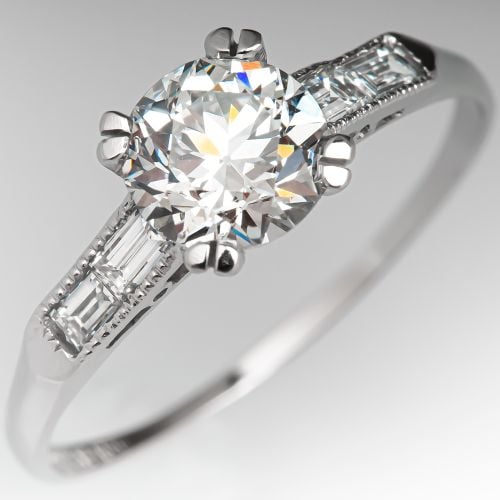 Transitional Cut Diamond Vintage Engagement Ring .82ct I/VS1 GIA