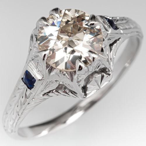1920's Engagement Ring Old European Cut Diamond 1.21ct N/VS1