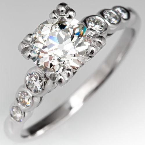 Vintage Engagement Ring Old European Cut Diamond .91ct L/VS2 GIA