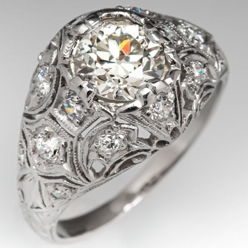 1920's Engagement Ring Old European Cut Diamond .95ct M/VS1