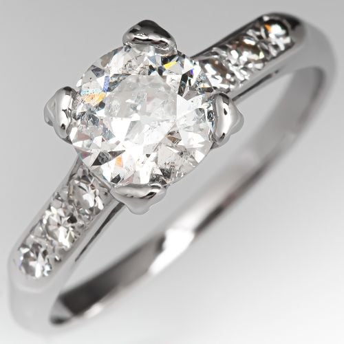 1950's Vintage Diamond Engagement Ring Platinum 1.01ct H/I1