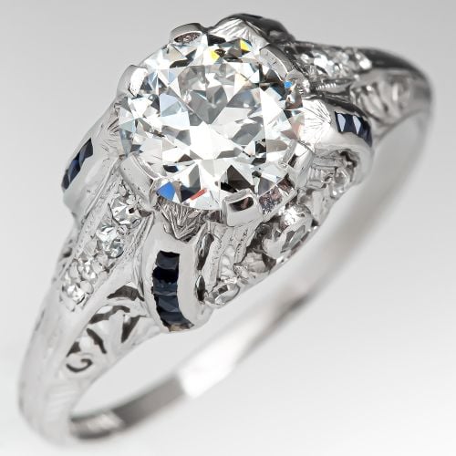 Art Deco Engagement Ring Transitional Cut Diamond 1.04ct I/I1 GIA
