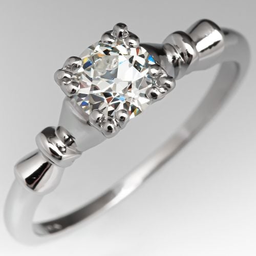Vintage Old European Cut Diamond Solitaire Engagement Ring .54ct K/VS2 GIA