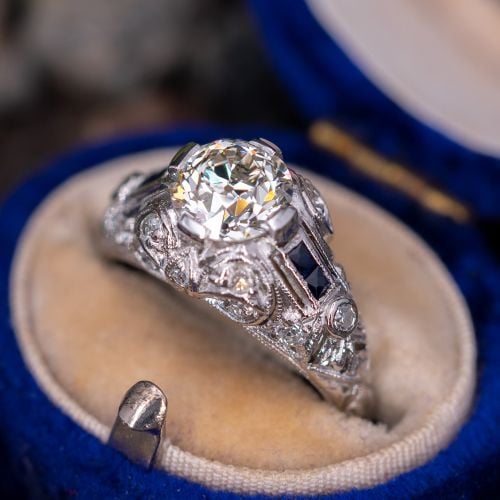 Art Deco Engagement Ring Transitional Cut Diamond 1.30ct M/VS1 GIA