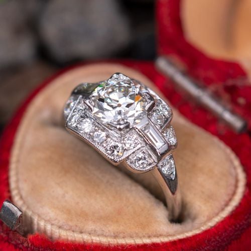 Old European Cut Diamond 1930's Engagement Ring 1.22ct J/VS2 GIA