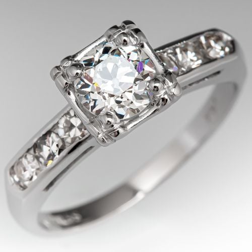 Vintage Old European Cut Diamond Engagement Ring .62ct G/SI1 GIA