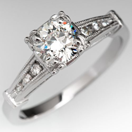 Vintage Old European Cut Diamond Engagement Ring .54ct H/VS2 GIA
