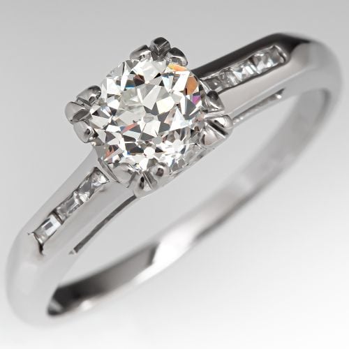 Vintage Old European Cut Diamond Fishtail Engagement Ring .66ct J/SI2