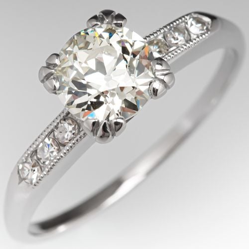 Vintage Engagement Ring Old European Cut Diamond 1.02ct O-P/VS1 GIA