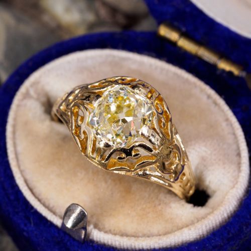 Old Mine Cut Diamond Victorian Filigree Ring 1.31ct O-P/I1