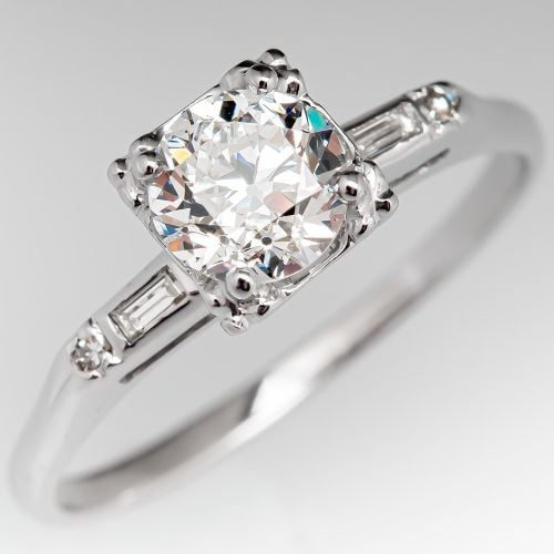 Transitional Cut Diamond Vintage Engagement Ring .91ct F/SI1 GIA