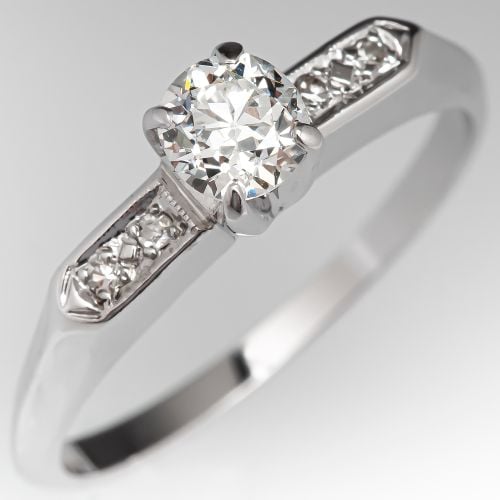 Classic Vintage Engagement Ring Transitional Cut Diamond .46ct G/I1