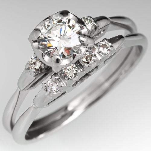 1/2 Carat Vintage Old Euro Diamond Engagement Ring .52ct L/VS1 GIA