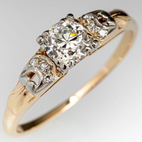 Vintage Old European Cut Diamond Engagement Ring .60ct L/VVS2