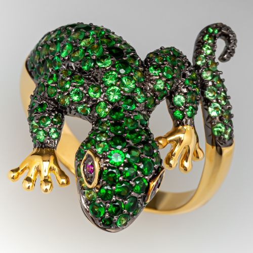 Neda Behnam Gecko Cocktail Ring w/ Tsavorite Garnets 18K