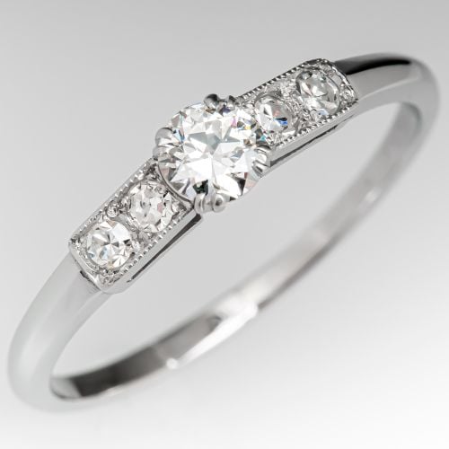 Elegant Vintage Diamond Engagement Ring Platinum .31ct G/VS1