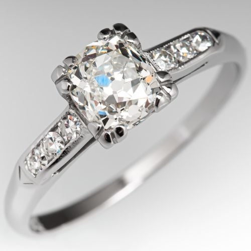 1 Carat Old Mine Cut Diamond Engagement Ring 1.06ct J/SI2 GIA