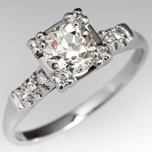 Vintage Old Euro Diamond Engagement Ring .72ct M/VS1 GIA