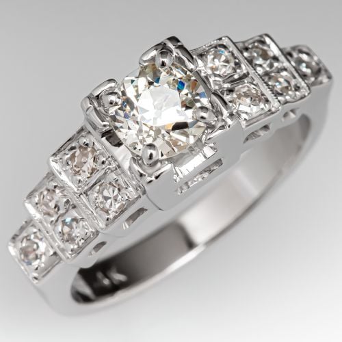Old Mine Cut Diamond Vintage Engagement Ring .61ct M/SI2 GIA