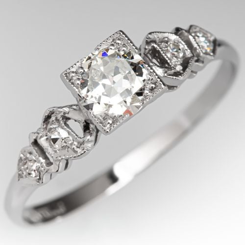 Antique Transitional Cut Diamond Engagement Ring .42ct H/SI2