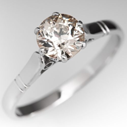 Old European Cut Diamond VIntage Solitaire Engagement Ring .78ct N/VS2